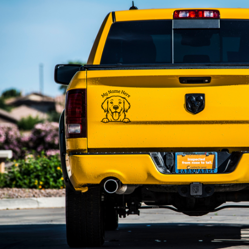 Golden Retriever Sticker with Name | Personalized Dog Vinyl Decal for Car, Laptop or Window