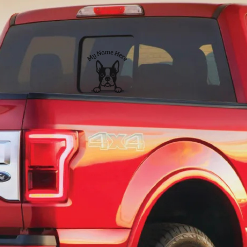 Boston Terrier Sticker with Name | Personalized Dog Vinyl Decal for Car, Laptop or Window