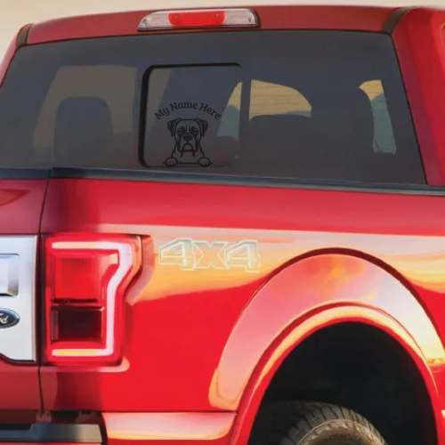Boxer Dog Sticker with Name | Personalized Vinyl Decal for Car, Laptop or Window