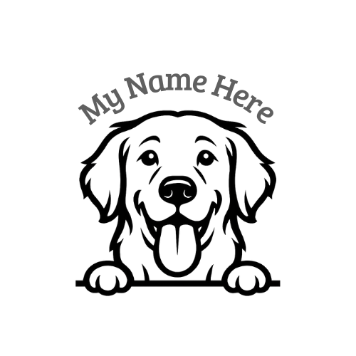 Golden Retriever Sticker with Name | Personalized Dog Vinyl Decal for Car, Laptop or Window