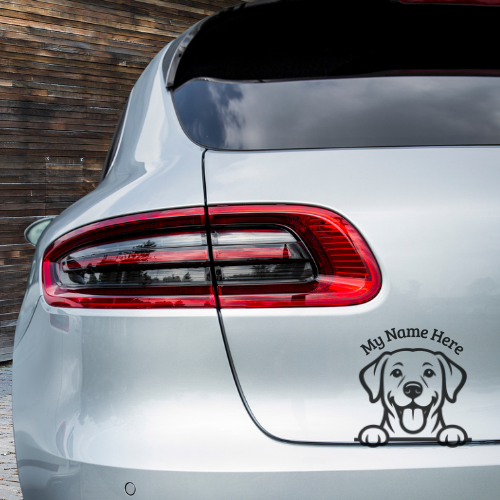 Labrador Retriever Sticker with Name | Personalized Dog Vinyl Decal for Car, Laptop or Window