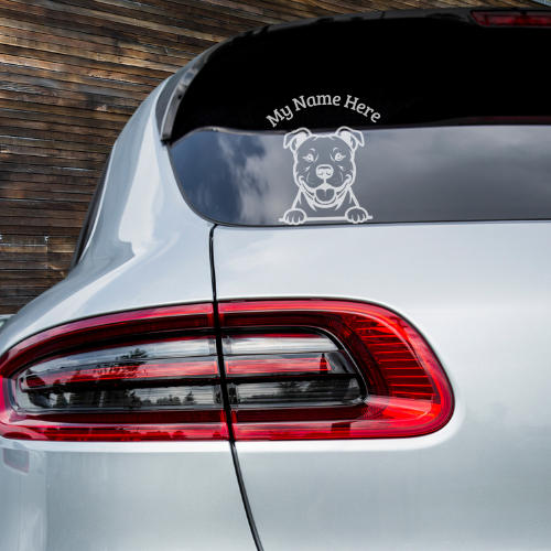 American Pit Bull Terrier Sticker with Name | Personalized Vinyl Dog Decal for Car, Window or Laptop