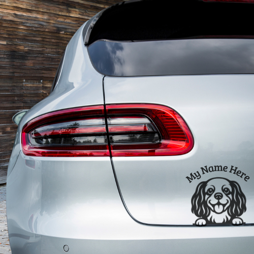 Cavalier King Charles Spaniel Sticker with Name | Personalized Dog Vinyl Decal for Car, Laptop or Window