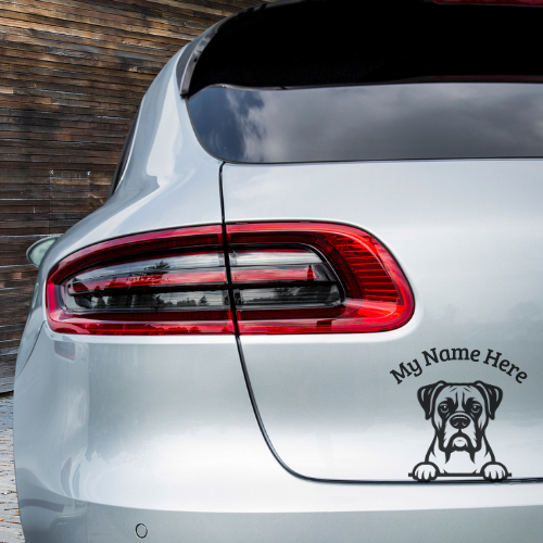 Boxer Dog Sticker with Name | Personalized Vinyl Decal for Car, Laptop or Window