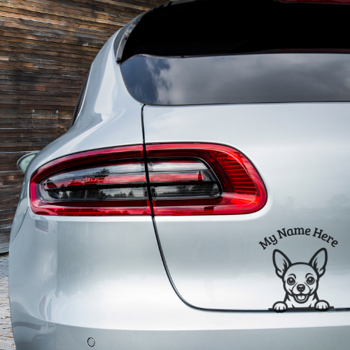 Chihuahua Sticker with Name | Personalized Dog Vinyl Decal for Car, Laptop or Window