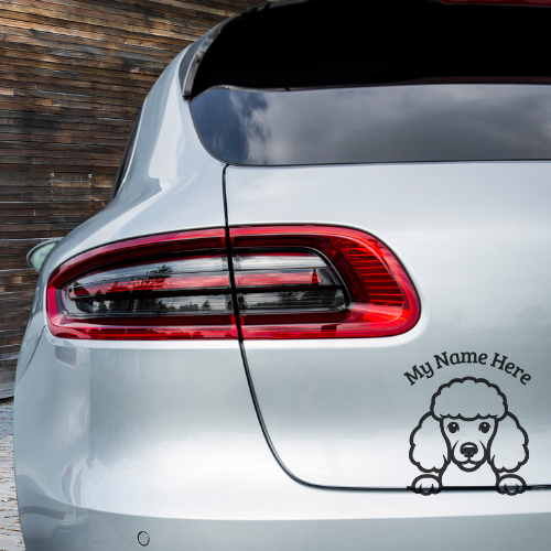 Poodle Sticker with Name | Personalized Dog Vinyl Decal for Car, Laptop or Window