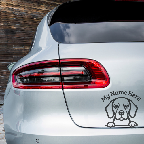 Beagle Sticker with Name | Personalized Dog Vinyl Decal for Car, Laptop or Window