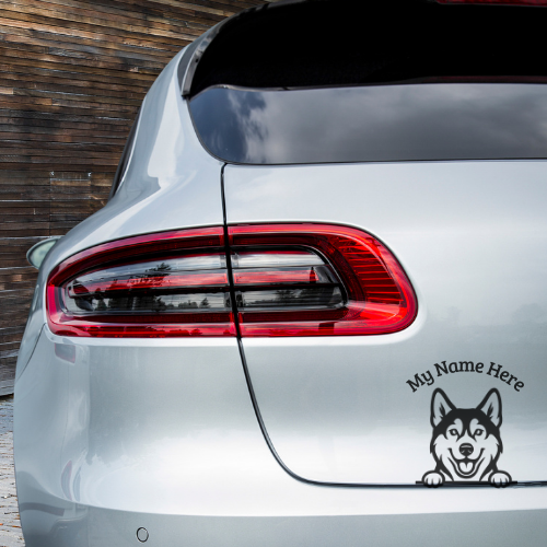 Siberian Husky Sticker with Name | Personalized Dog Vinyl Decal for Car, Laptop or Window