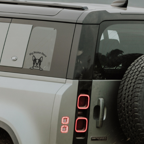Boston Terrier Sticker with Name | Personalized Dog Vinyl Decal for Car, Laptop or Window